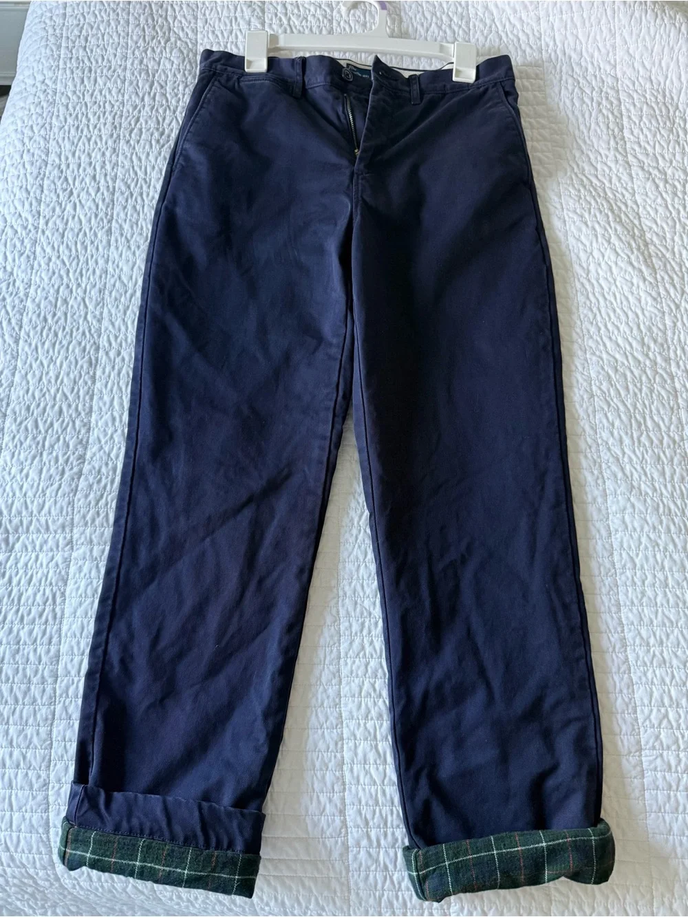 Men’s plaid flannel lined chinos